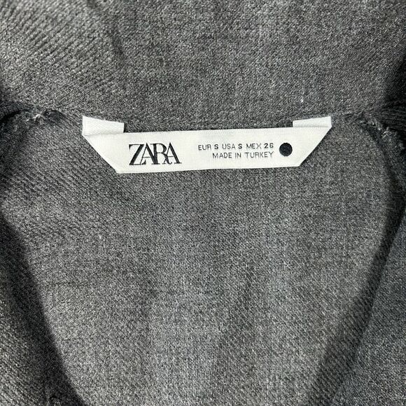 Zara Women's Gray Soft Button Down Collared Shirt Dress Midi 3/4 Sleeve Small - Picture 10 of 16
